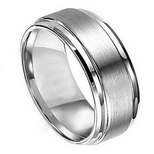 Titanium Ring Flat Brushed Center Polished Shiny Edge