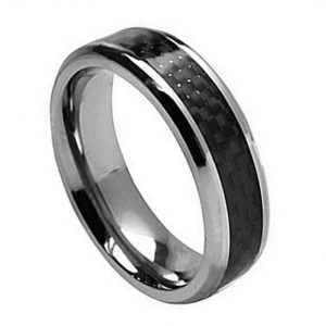 Titanium Ring with Black Carbon Fiber Inlay