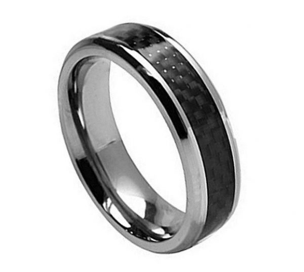 Titanium Ring with Black Carbon Fiber Inlay