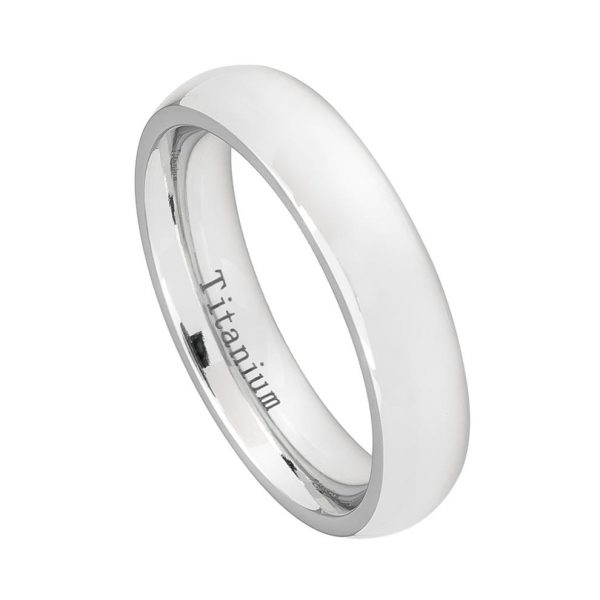 White Titanium Classic Domed Ring Womans